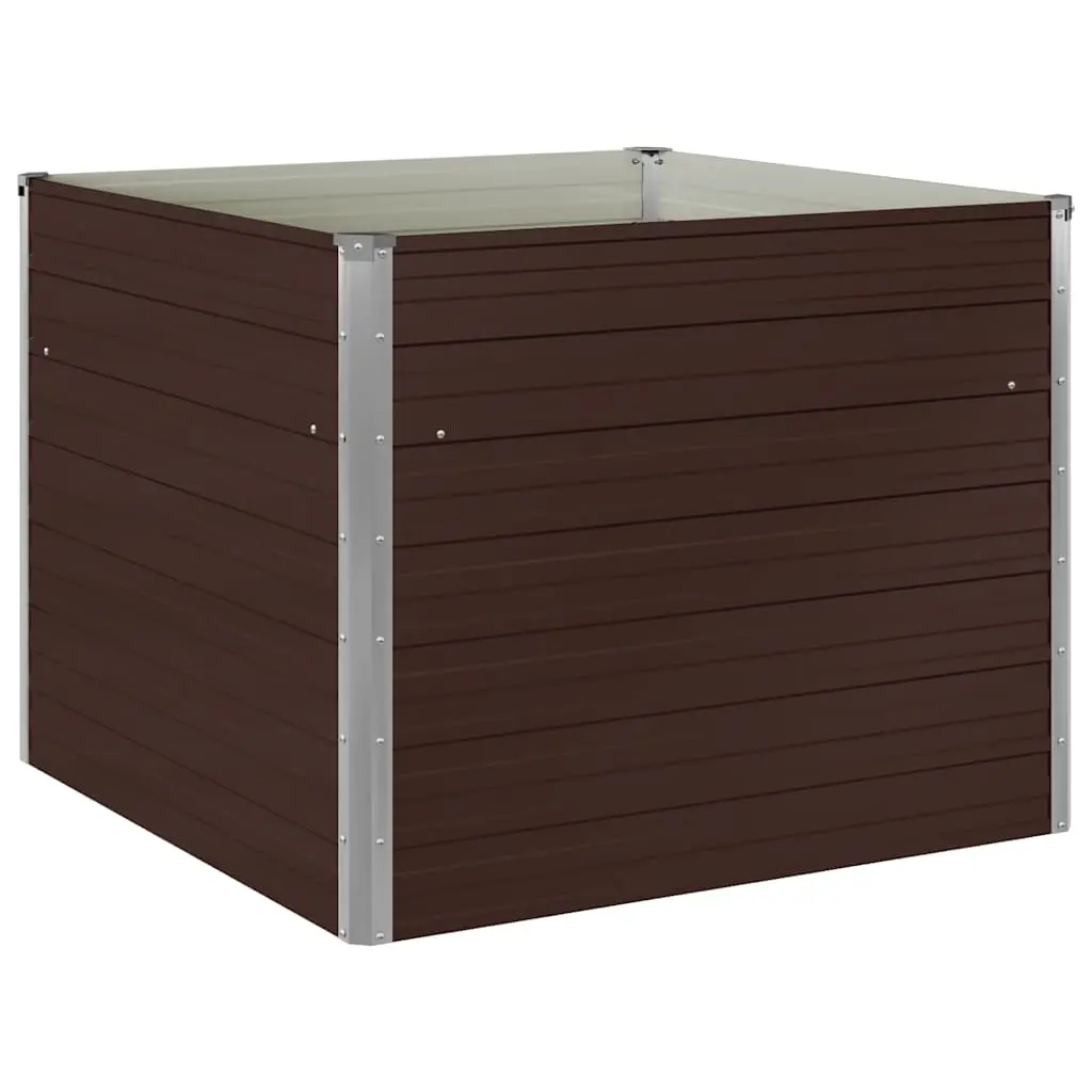 Raised Garden Bed Brown 100x100x77 cm Galvanised Steel 45712 - Home & Garden