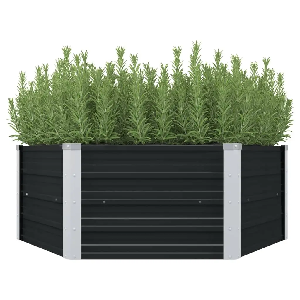 Raised Garden Bed Anthracite 129x129x45 cm Galvanised Steel 45723 - Home & Garden