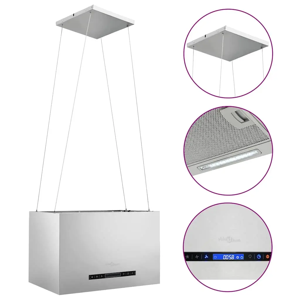 Hanging Island Range Hood Touch Sensor LCD 55 cm Stainless Steel 51020 - Home & Garden