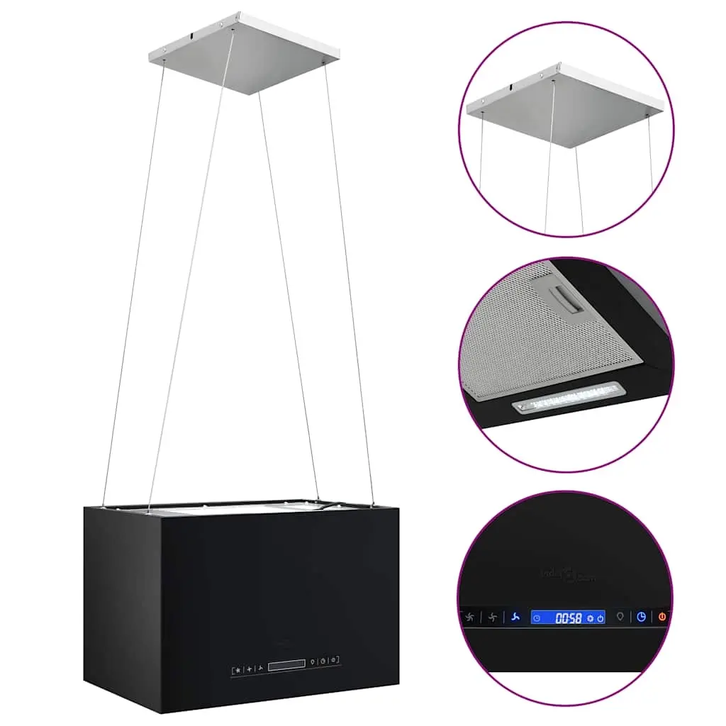 Hanging Island Range Hood Touch Sensor LCD 55 cm Powder-coated Steel 51022