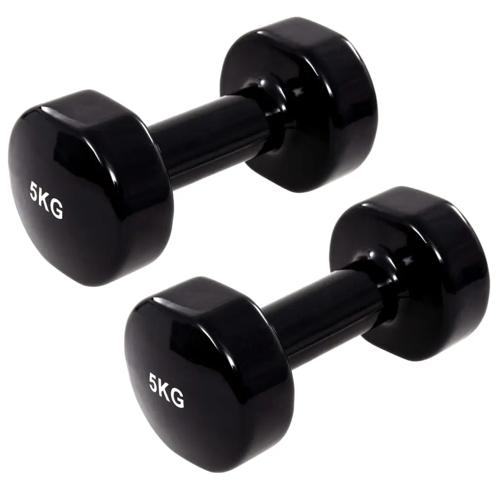 Dumbbell 2 pcs 2x5 kg Cast Iron Black 91969 - Sports & Outdoor