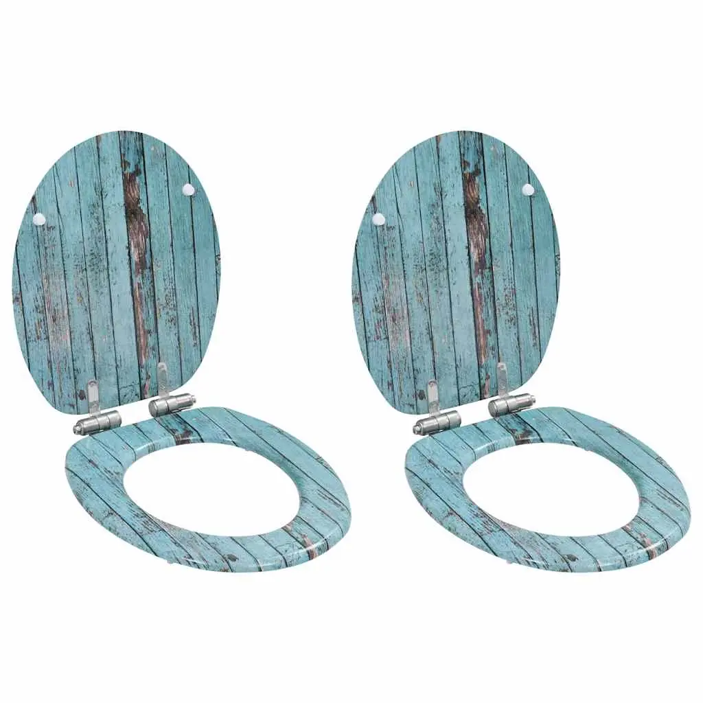 WC Toilet Seats 2 pcs with Soft Close Lids MDF Old Wood Design 276999 - Hardware