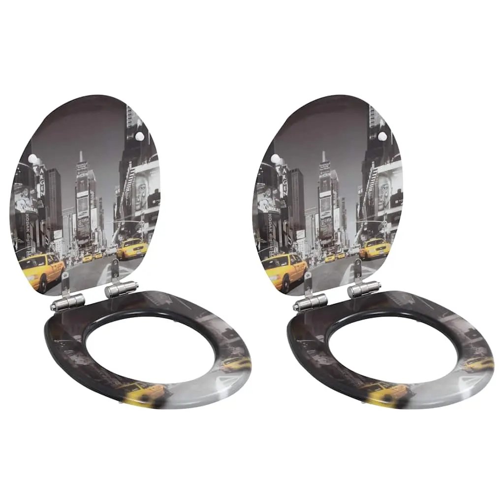 WC Toilet Seats 2 pcs with Soft Close Lids MDF New York Design 277000 - Hardware