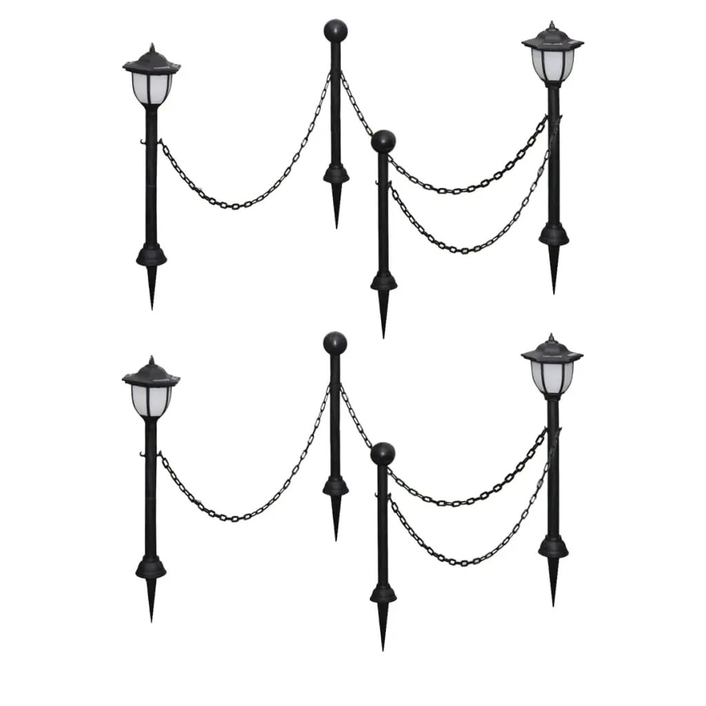 Solar Lights 4 pcs with Chain Fence and Poles 277119 - Home & Garden