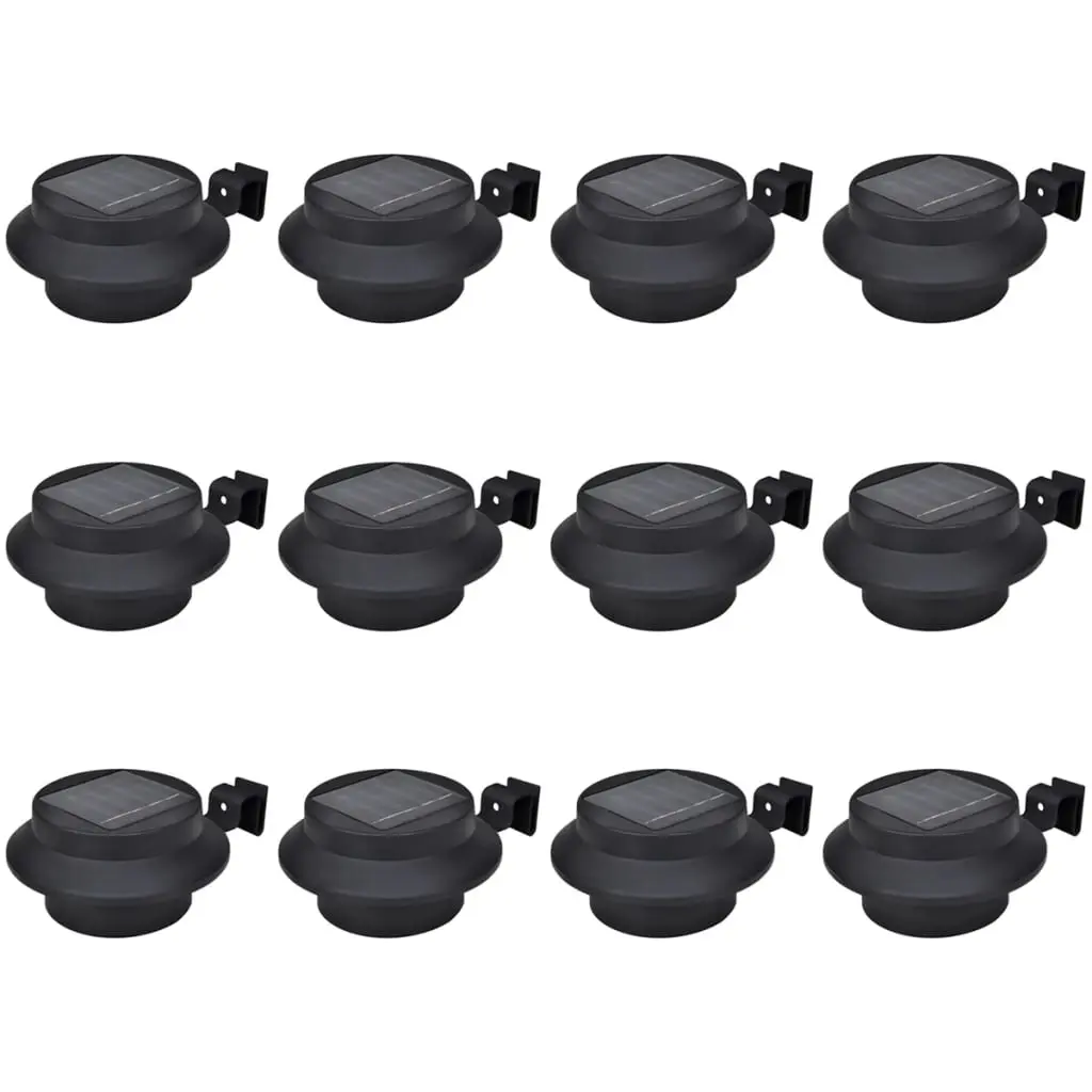 Outdoor Solar Fence Lamps 12 pcs LED Black 277122 - Home & Garden