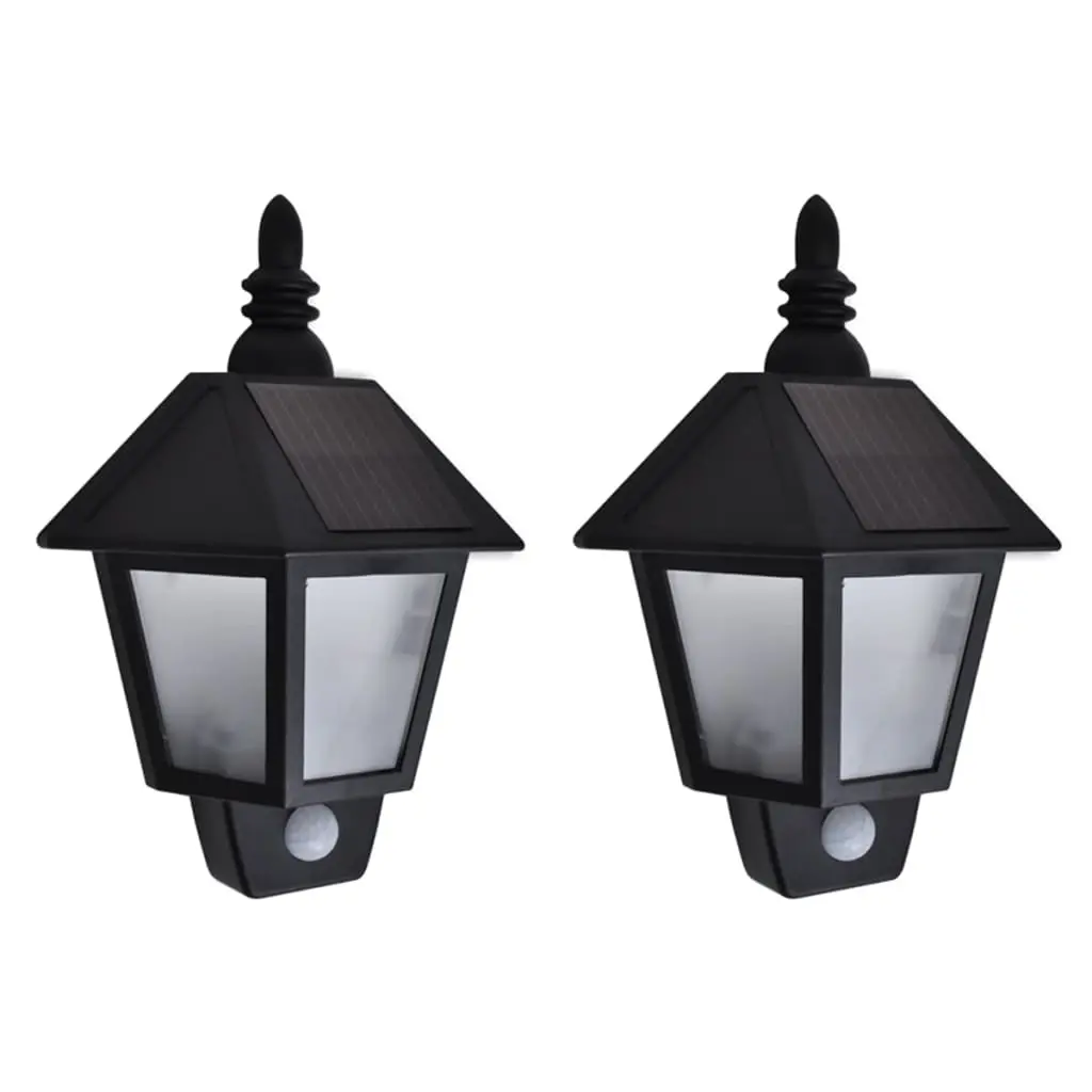 Solar Wall Lamps 2 pcs with Motion Sensor Black 277124 - Home & Garden
