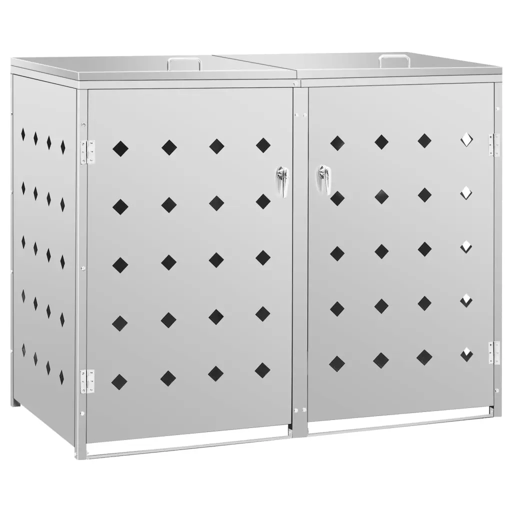 Double Wheelie Bin Shed 240 L Stainless Steel 145380 - Home & Garden