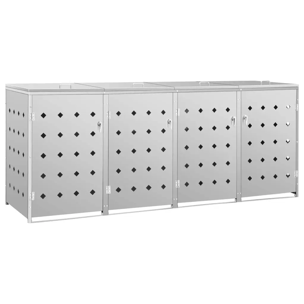 Quadruple Wheelie Bin Shed 240 L Stainless Steel 145382 - Home & Garden