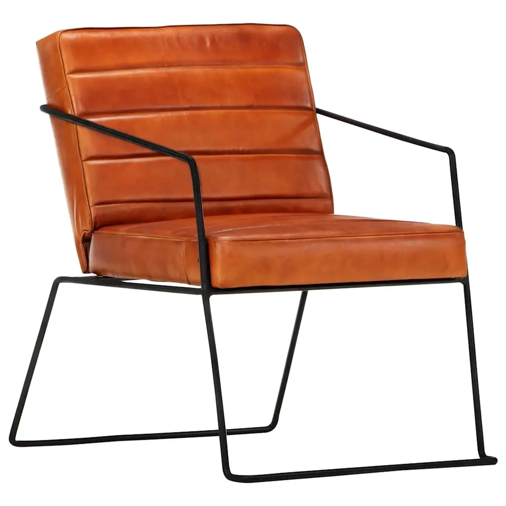 Armchair Tan Real Leather 284411 - Furniture