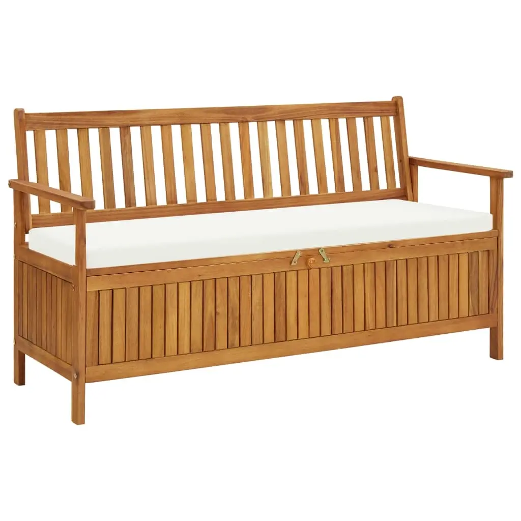 Storage Bench with Cushion 148 cm Solid Acacia Wood 45911 - Outdoor Storage Boxes - Up to 60% off
