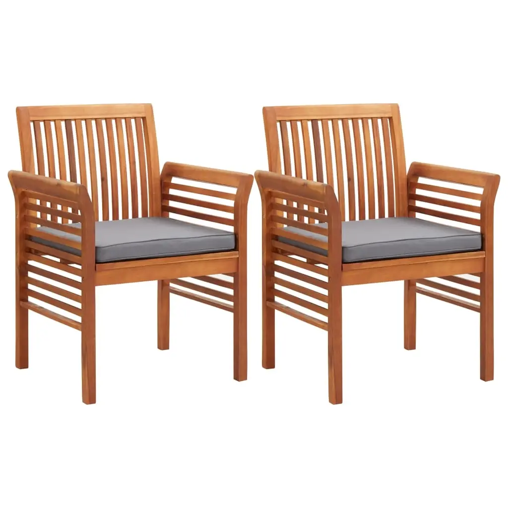 Garden Dining Chairs with Cushions 2 pcs Solid Acacia Wood 45970 - Furniture
