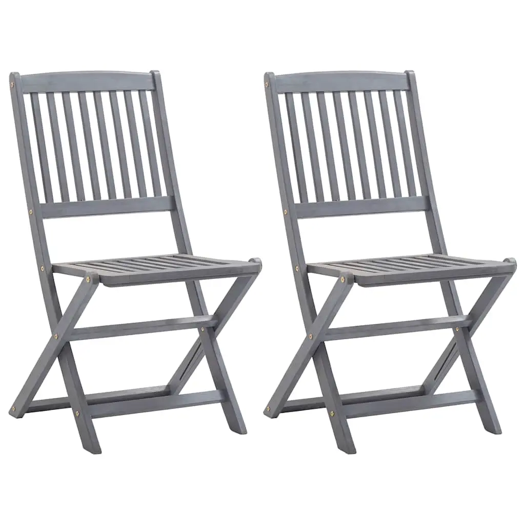 Folding Outdoor Chairs 2 pcs Solid Acacia Wood 46335 - Furniture