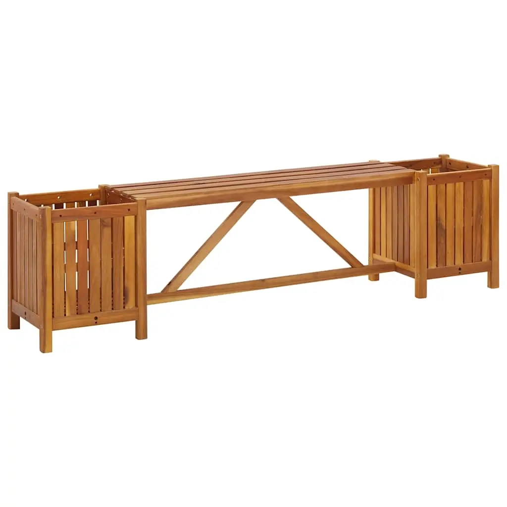 Garden Bench with 2 Planters 150x30x40 cm Solid Acacia Wood 46344 - Furniture