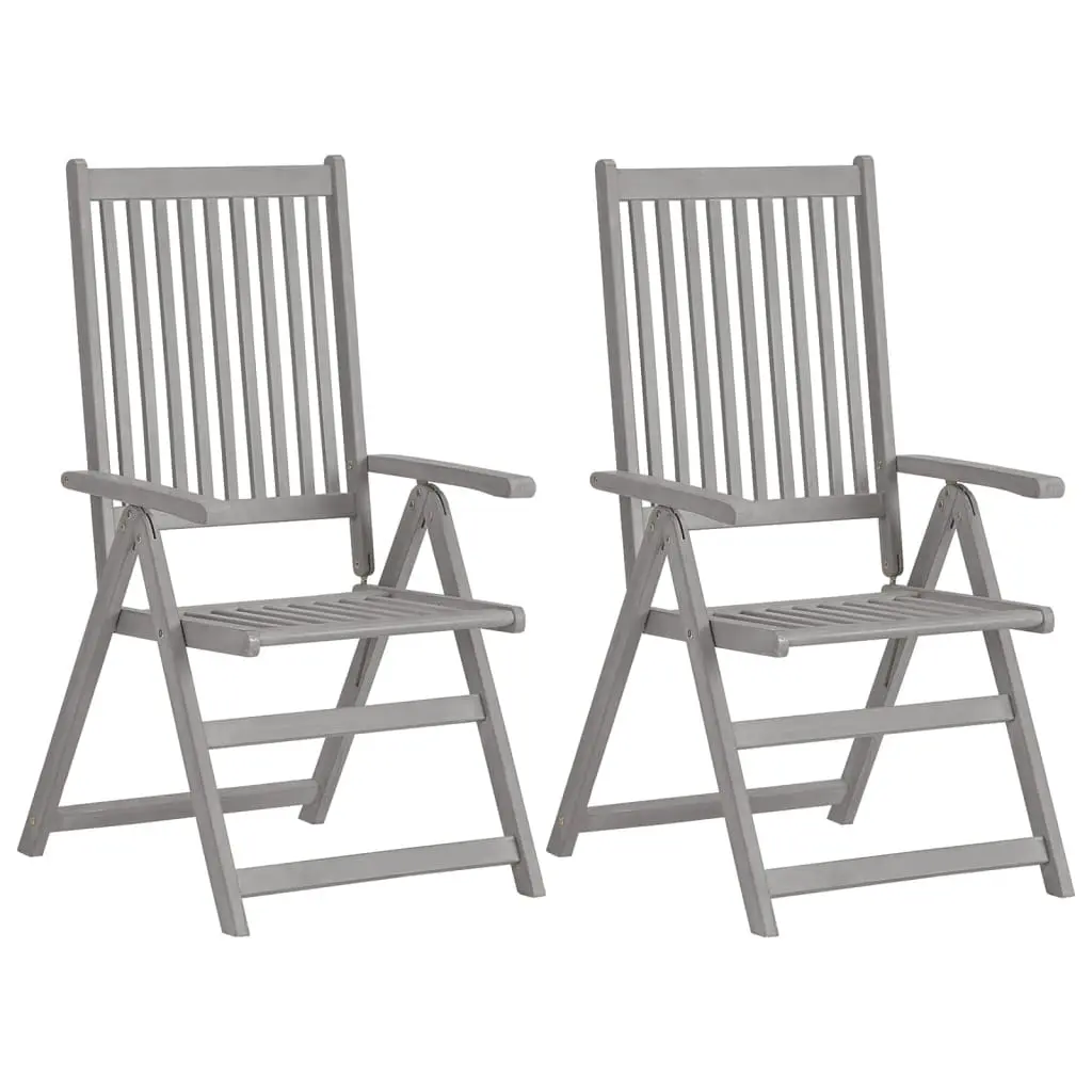 Garden Reclining Chairs 2 pcs Grey Solid Wood Acacia 45938 - Furniture