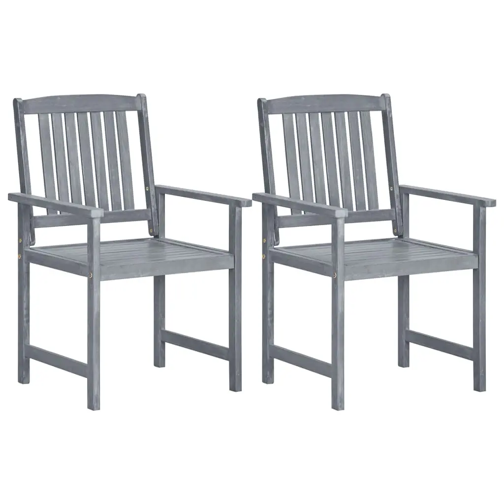 Garden Chairs 2 pcs Grey Solid Acacia Wood 45944 - Furniture
