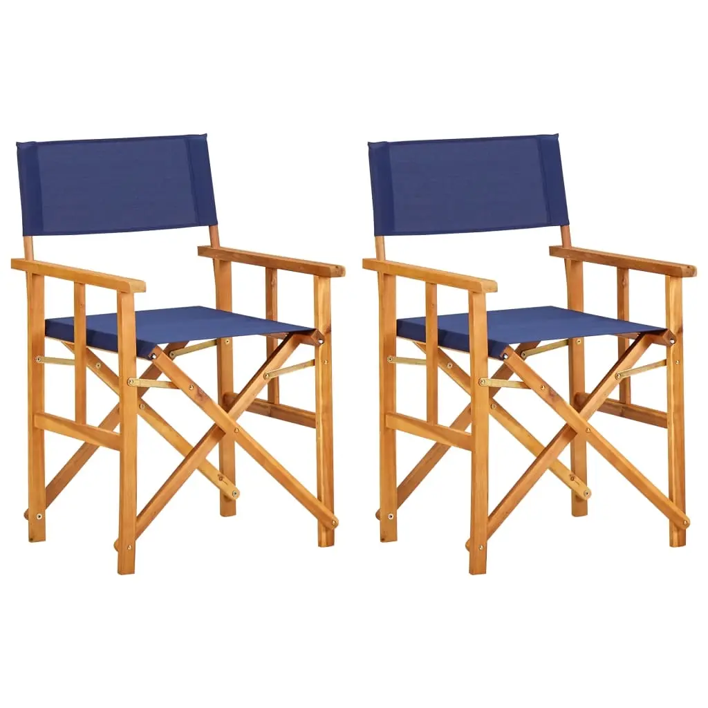 Director's Chairs 2 pcs Solid Acacia Wood Blue 45948 - Furniture