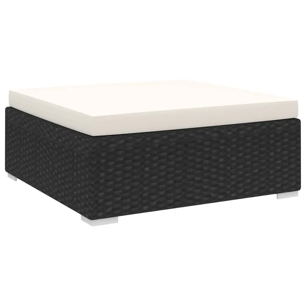 Sectional Footrest 1 pc with Cushion Poly Rattan Black 46802 - Furniture