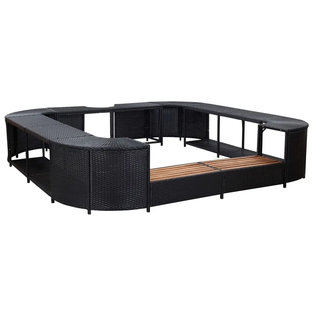 Square Spa Surround Black 268 x 268 x 55 cm Poly Rattan 46073 - Home & Garden
