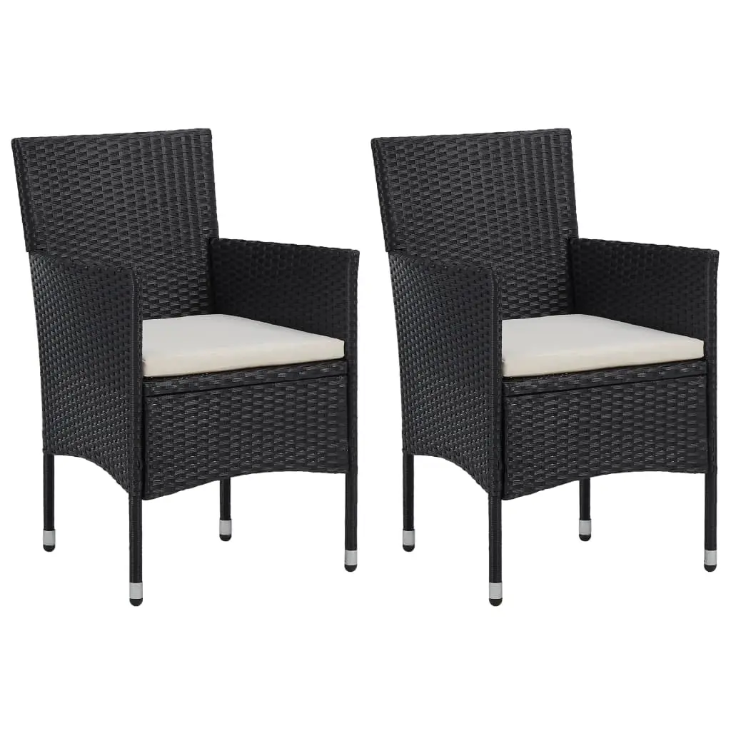Garden Dining Chairs 2pcs Poly Rattan Black 46179 - Furniture