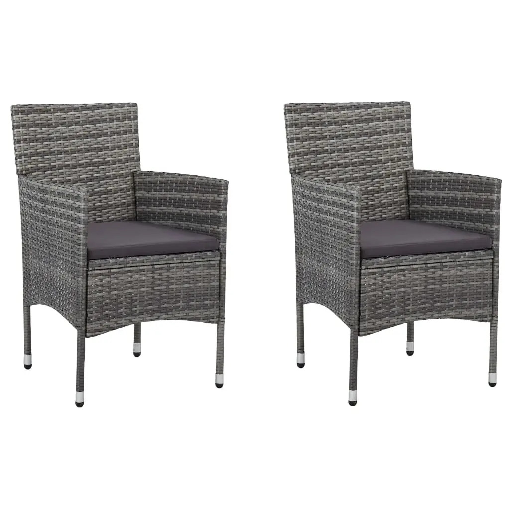 Garden Dining Chairs 2 pcs Poly Rattan Grey 46180 - Furniture