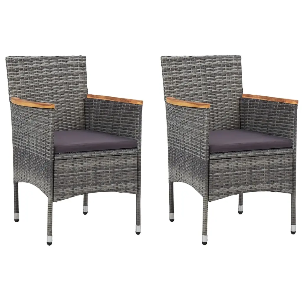Garden Dining Chairs 2 pcs Poly Rattan Grey 46182 - Furniture