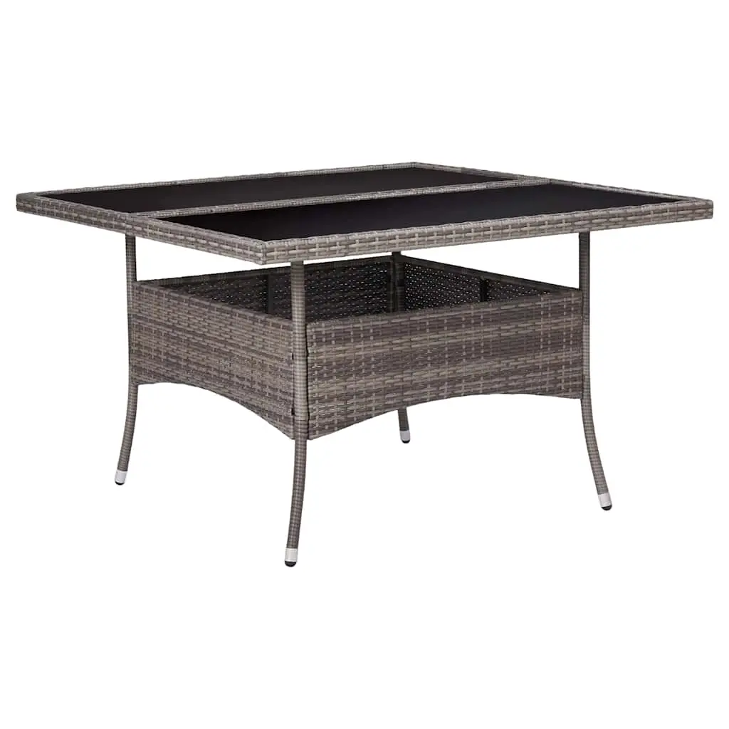 Outdoor Dining Table Grey Poly Rattan and Glass 46190 - Furniture
