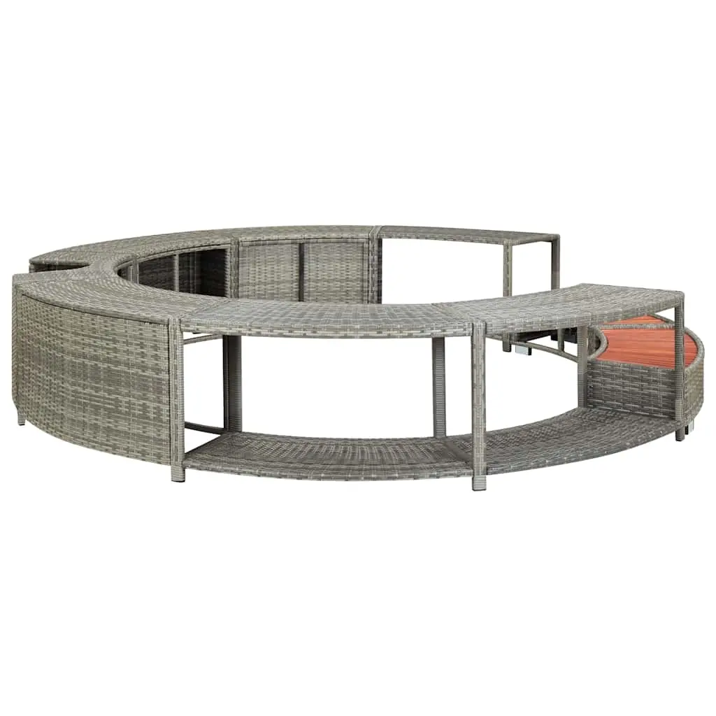 Hot Tub Surround Grey Poly Rattan 46459 - Home & Garden