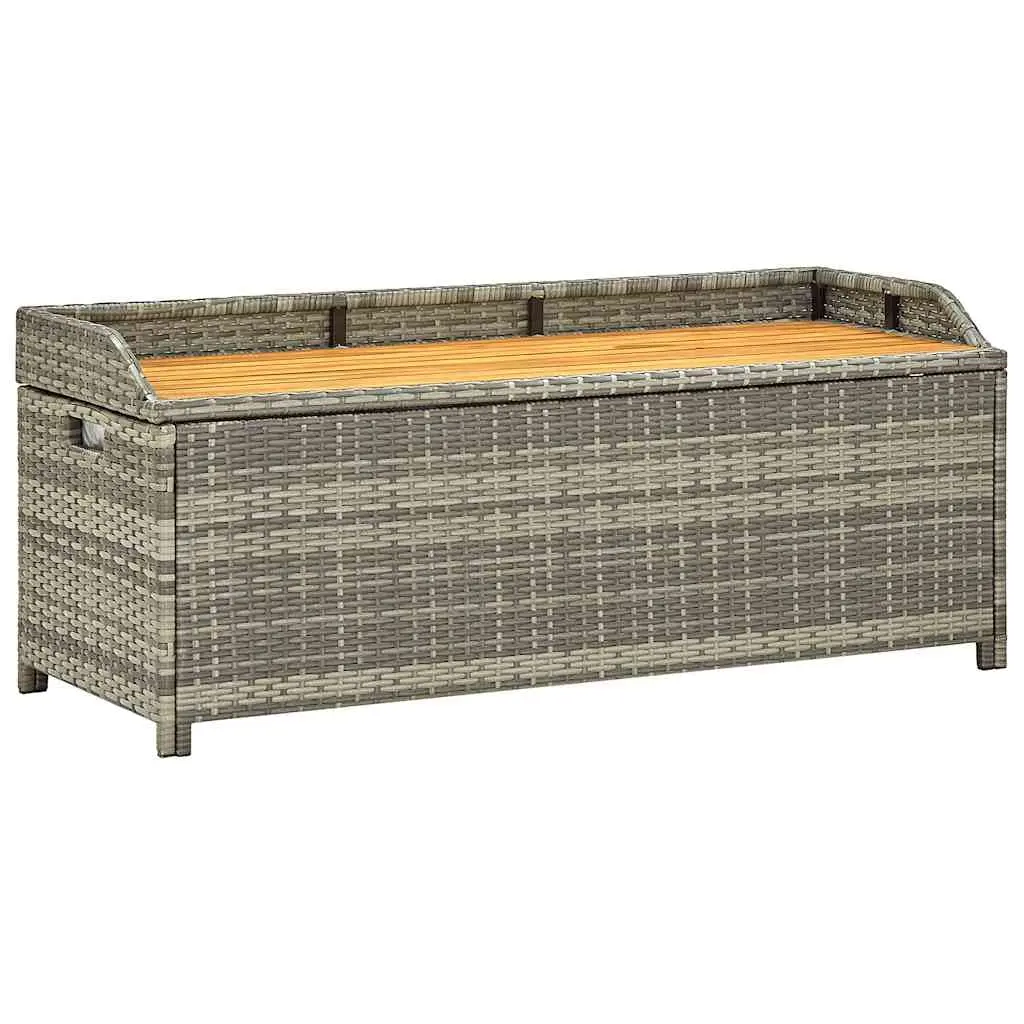 Garden Storage Bench 120 cm Poly Rattan Grey 46481 - Outdoor Storage Boxes - Up to 60% off
