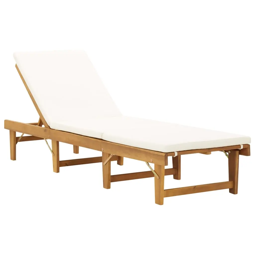 Folding Sun Lounger with Cushion Solid Acacia Wood 46490 - Furniture