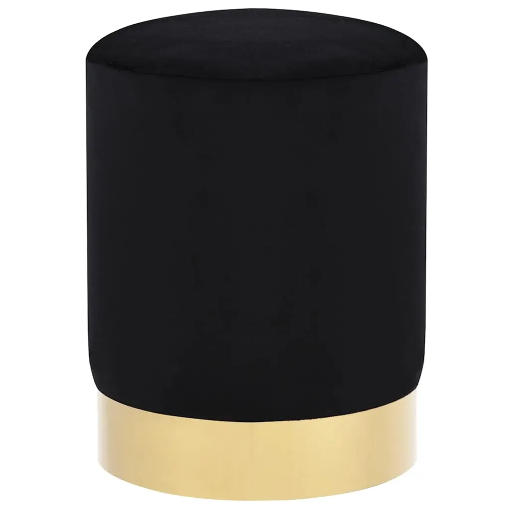 Stool Black and Gold Velvet 28 x 36 cm 249839 - Furniture