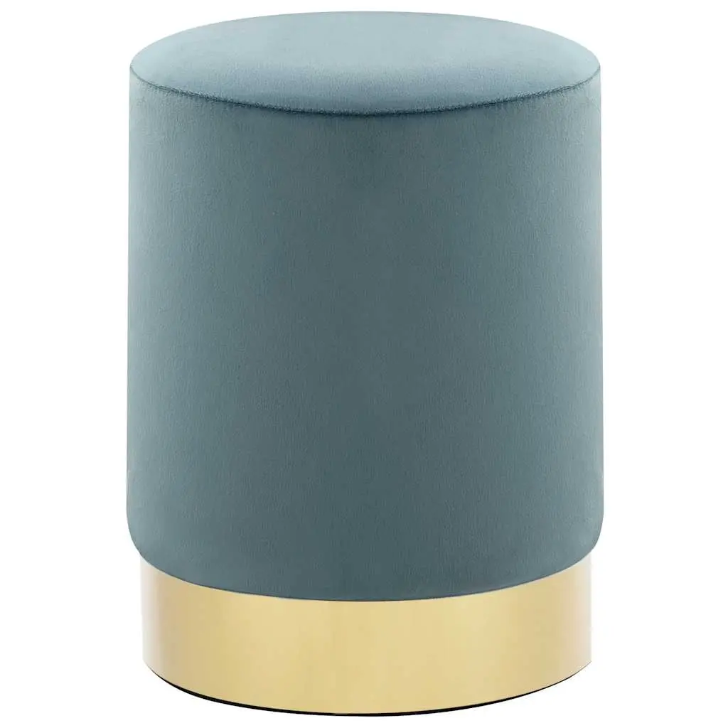 Stool Light Blue and Gold Velvet 28 x 36 cm 249840 - Furniture