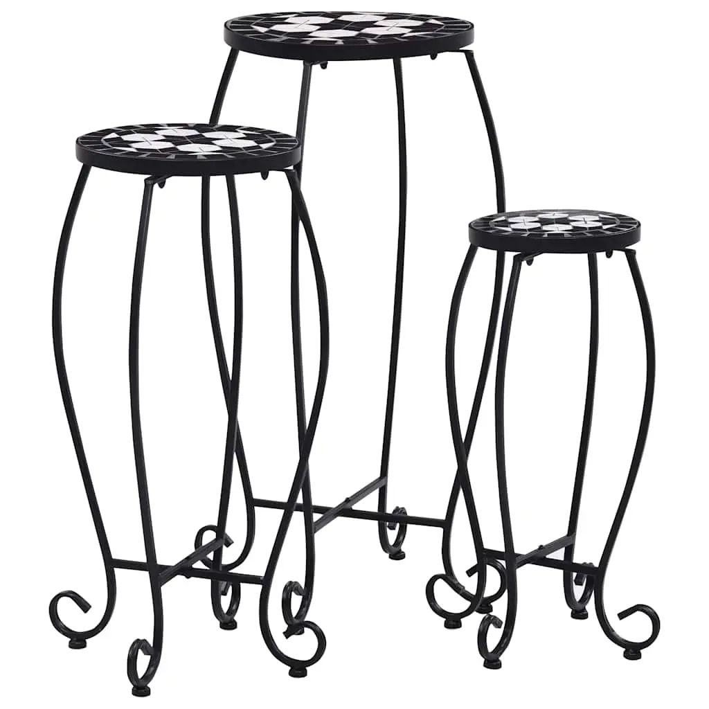 Mosaic Tables 3 pcs Black and White Ceramic 46703 - Furniture