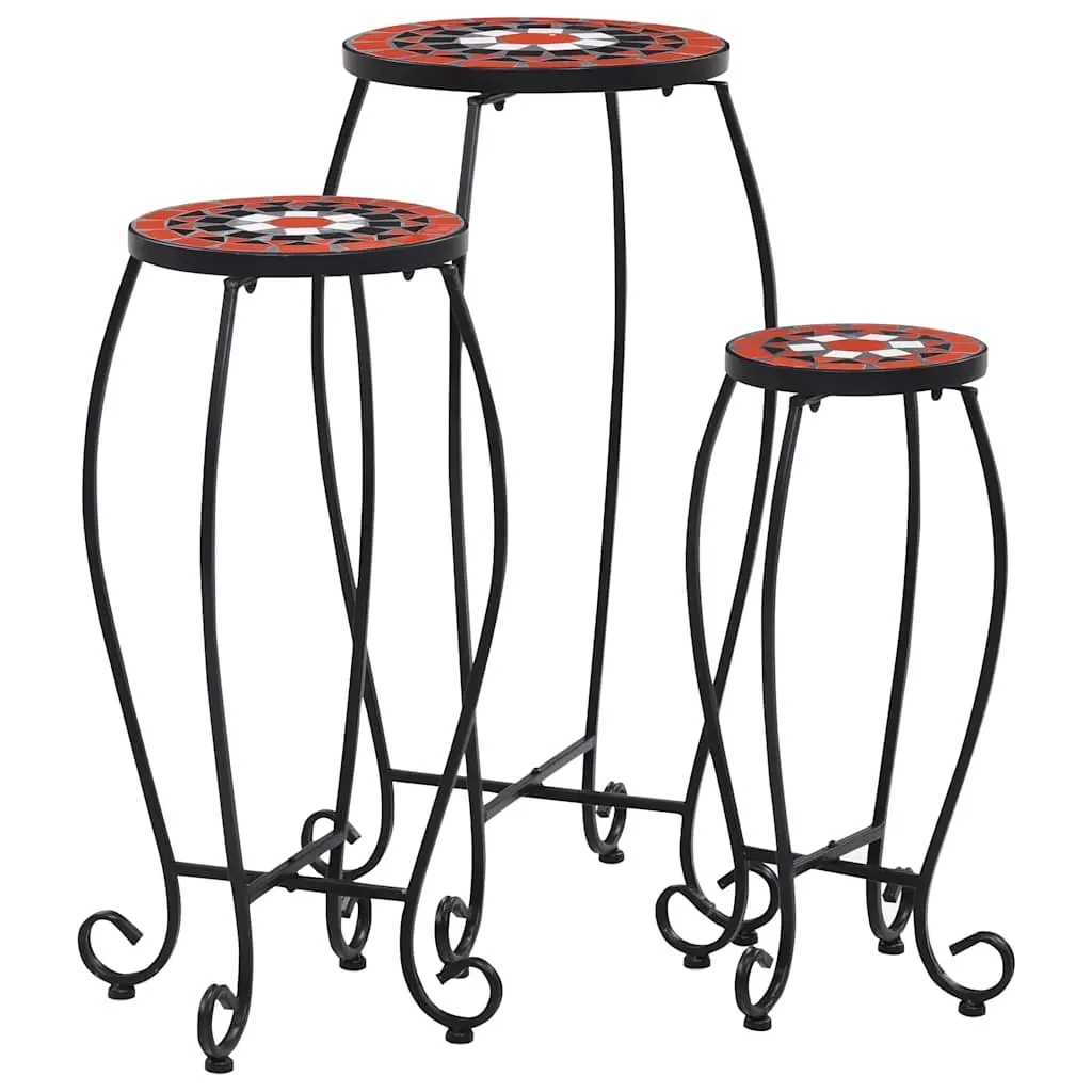 Mosaic Tables 3 pcs Terracotta and White Ceramic 46704 - Furniture