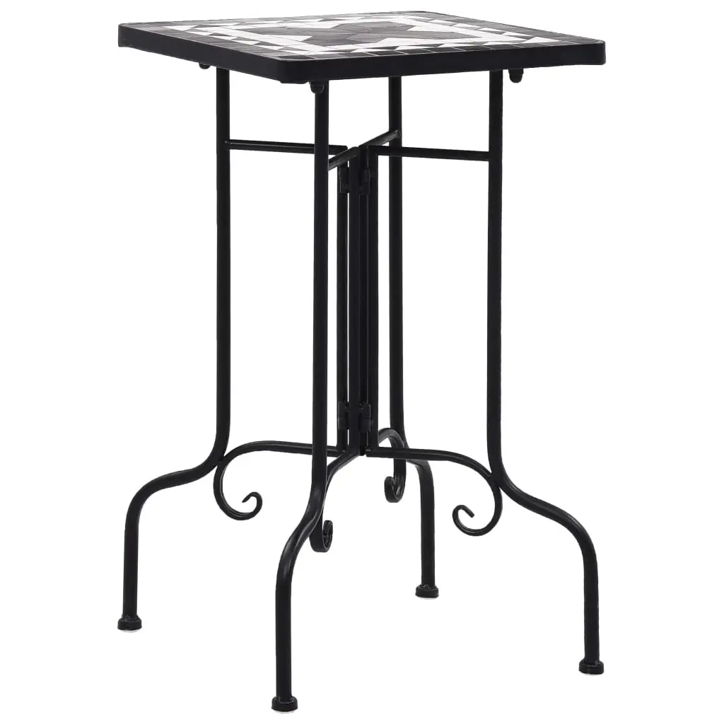 Mosaic Side Table Black and White Ceramic 46711 - Furniture