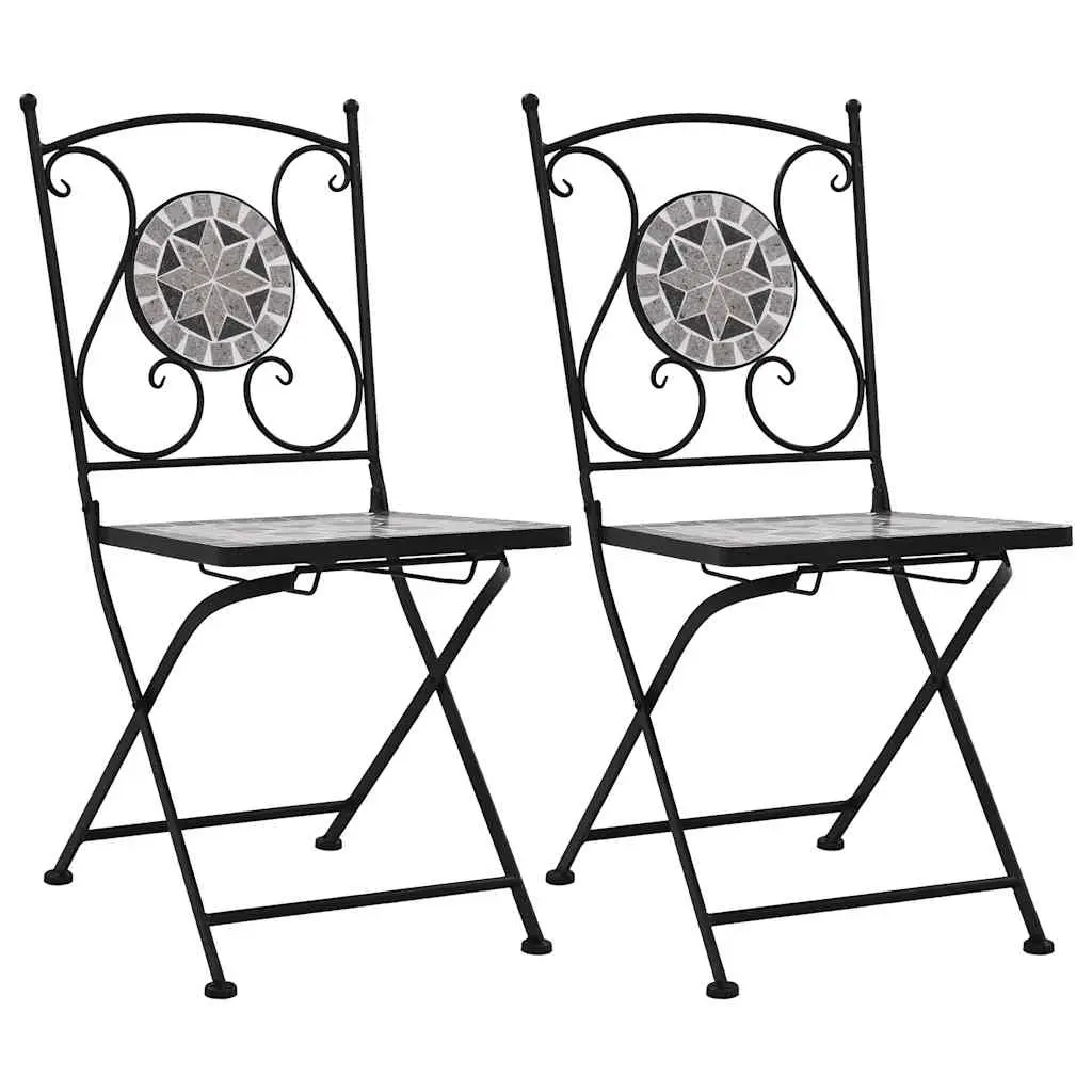 Mosaic Bistro Chairs 2 pcs Grey 46716 - Furniture