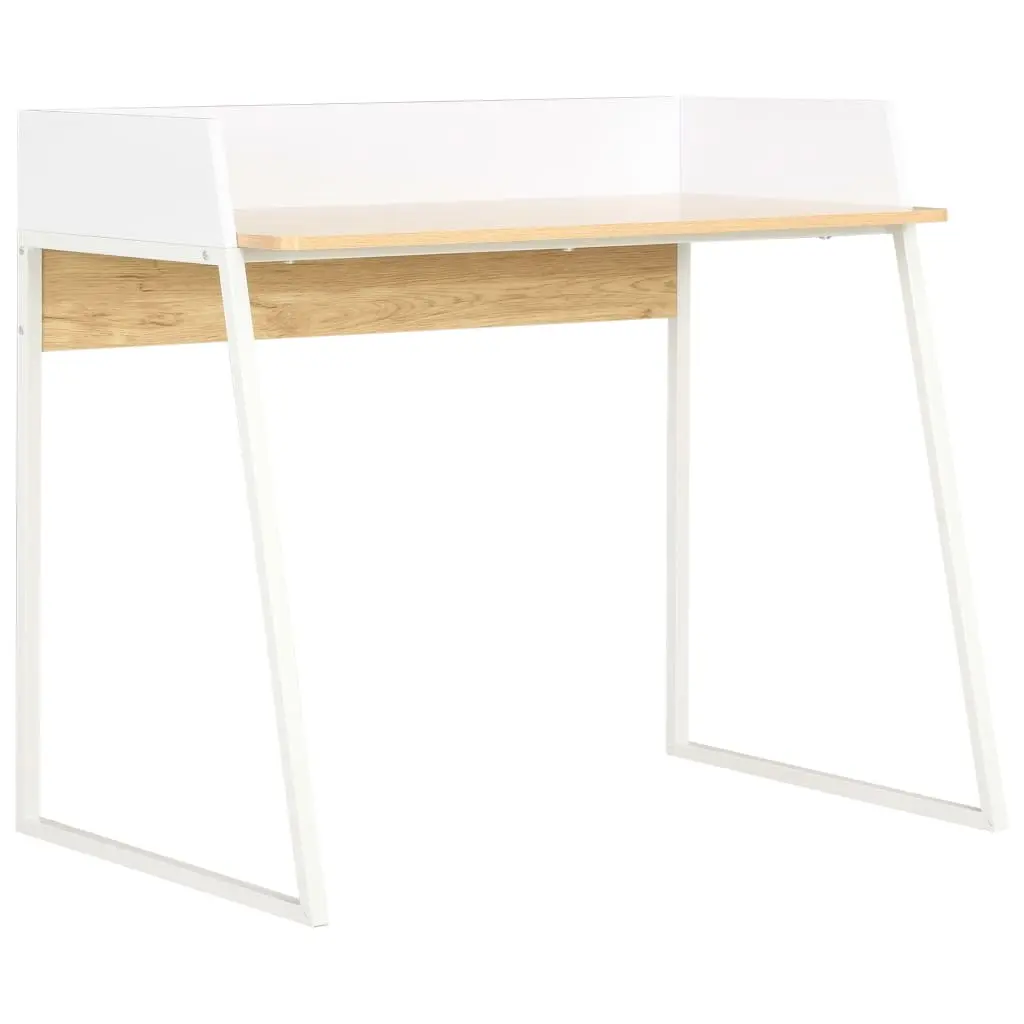 Desk White and Oak 90x60x88 cm 20265 - Furniture