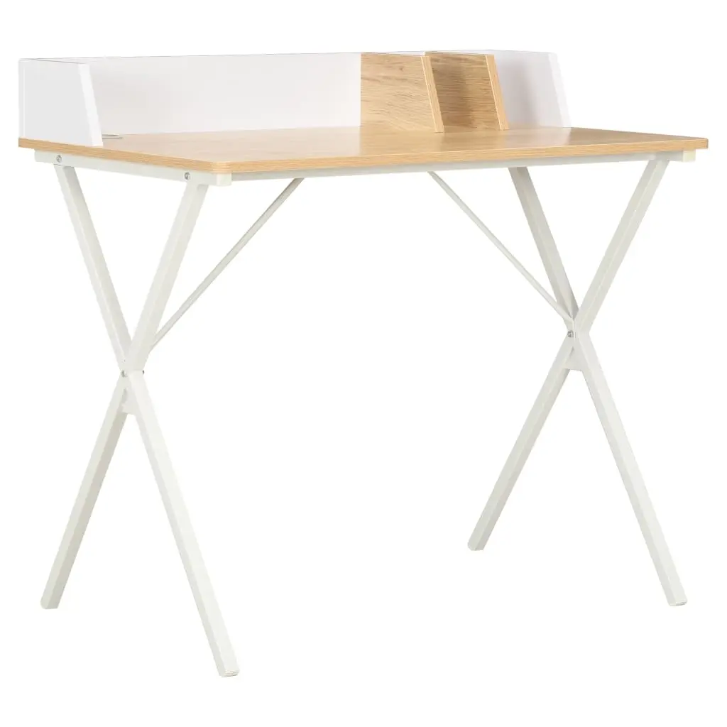 Desk White and Natural 80x50x84 cm 20273 - Furniture