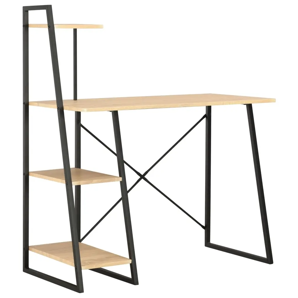 Desk with Shelving Unit Black and Oak 102x50x117 cm 20284 - Furniture