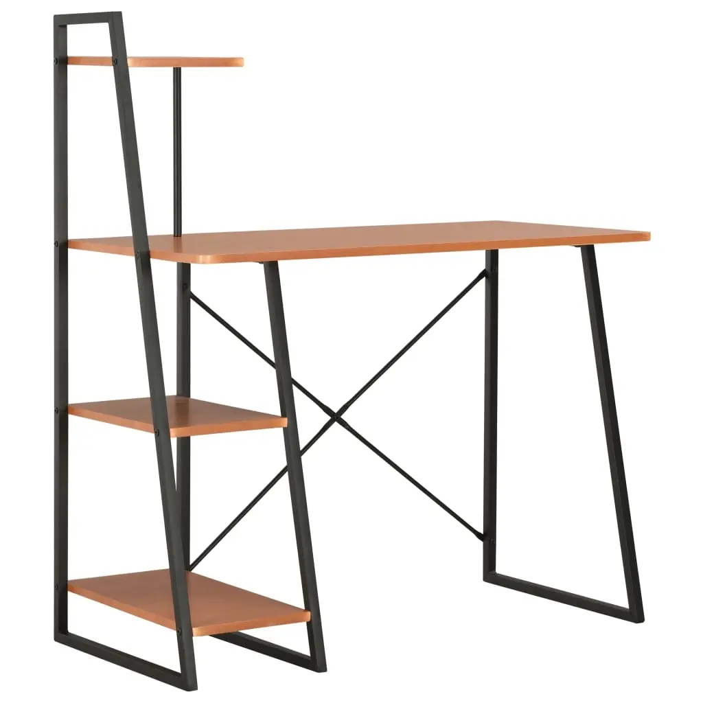Desk with Shelving Unit Black and Brown 102x50x117 cm 20285 - Furniture