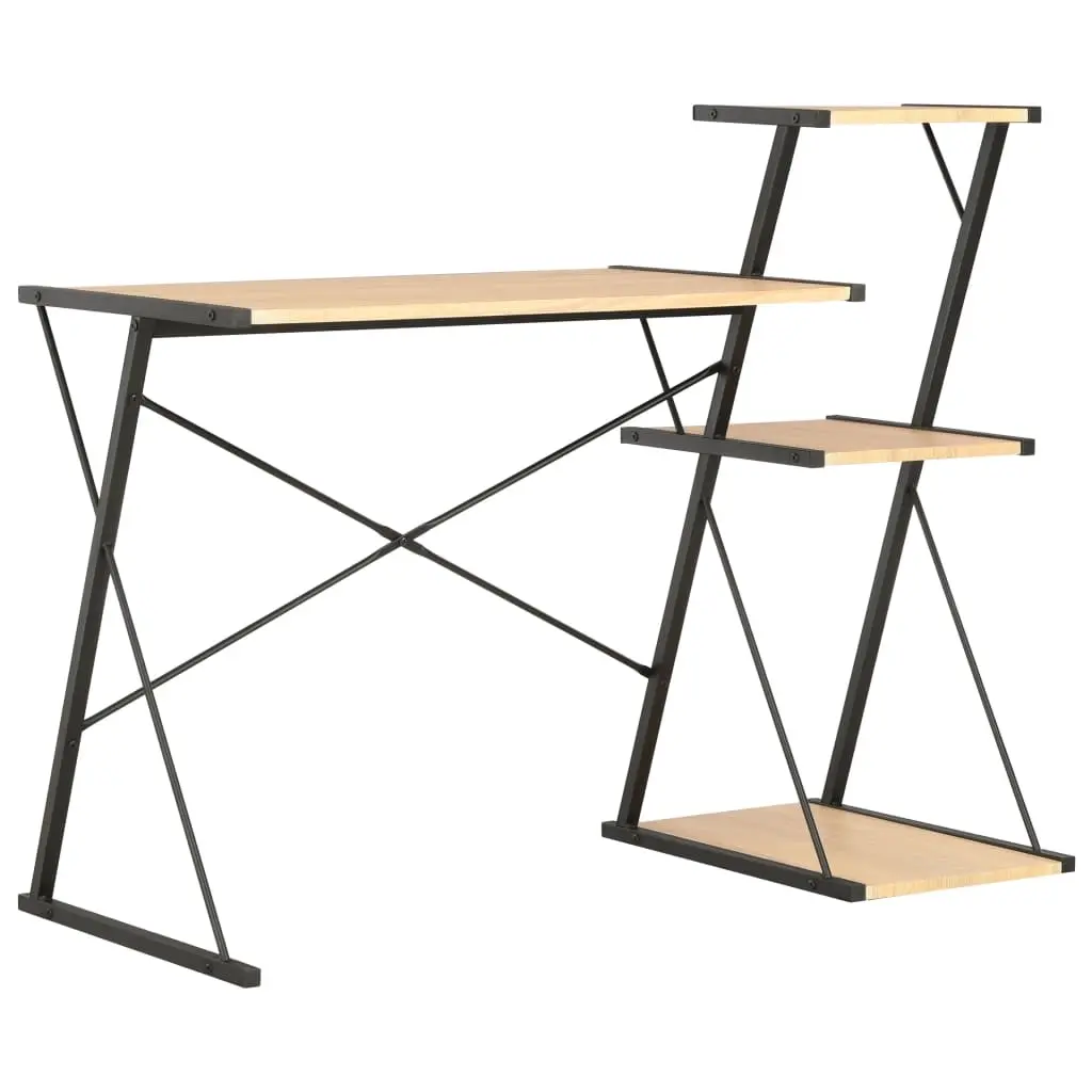 Desk with Shelf Black and Oak 116x50x93 cm 20289 - Furniture