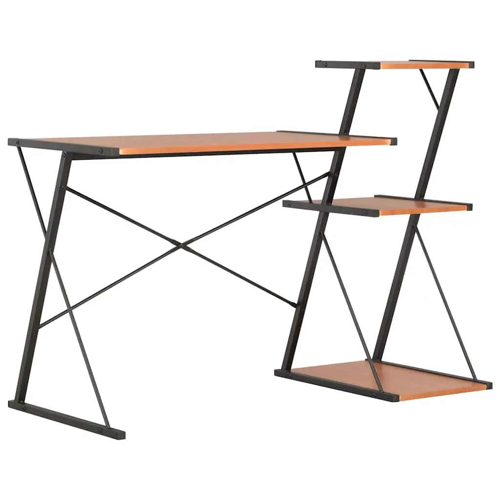 Desk with Shelf Black and Brown 116x50x93 cm 20290 - Furniture