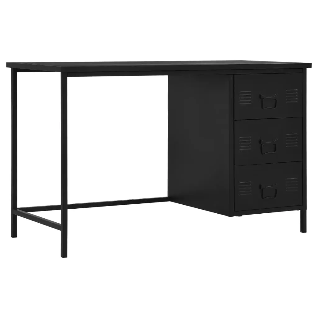 Desk with Drawers Industrial Black 120x55x75 cm Steel 145361 - Furniture