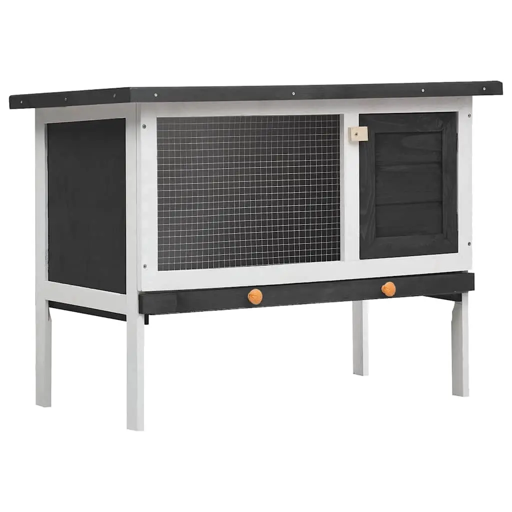 Outdoor Rabbit Hutch 1 Layer Grey Wood 170828 - Pets