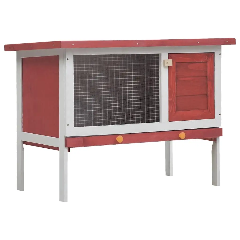 Outdoor Rabbit Hutch 1 Layer Red Wood 170830 - Pets