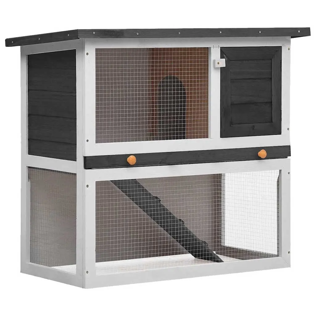 Outdoor Rabbit Hutch 1 Door Grey Wood 170831 - Pets
