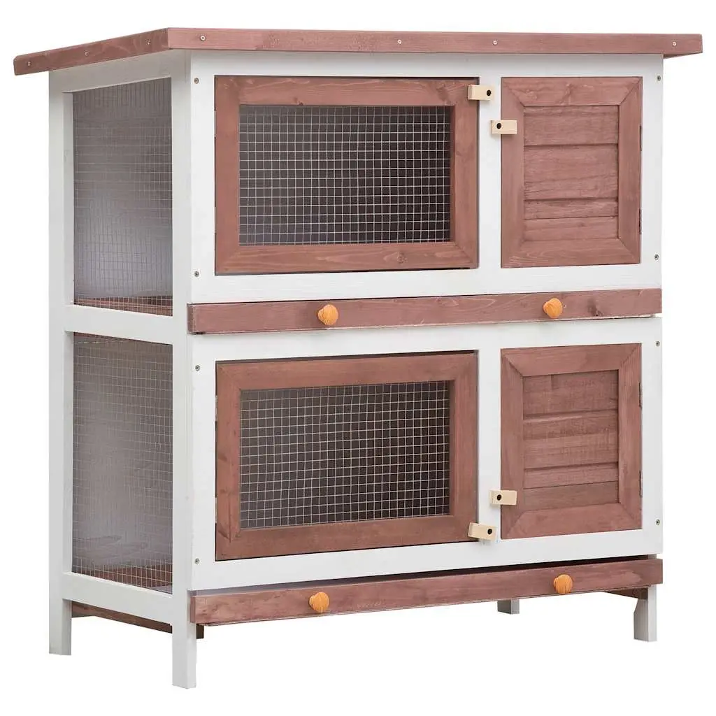 Outdoor Rabbit Hutch 4 Doors Brown Wood 170835 - Pets