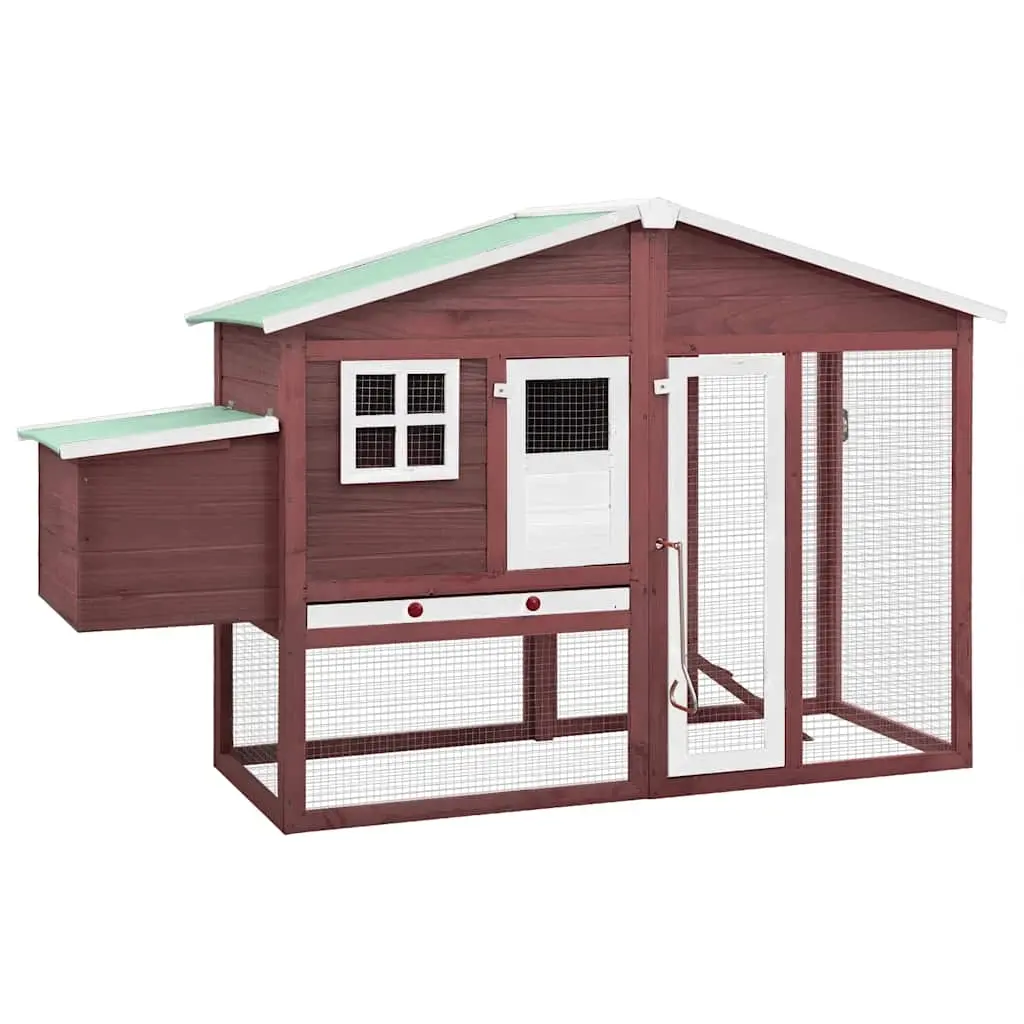 Chicken Coop with Nest Box Mocha and White Solid Fir Wood 170866 - Pets