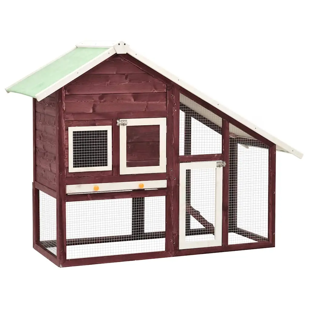 Rabbit Hutch Mocha and White 140x63x120 cm Solid Firwood 170870 - Pets