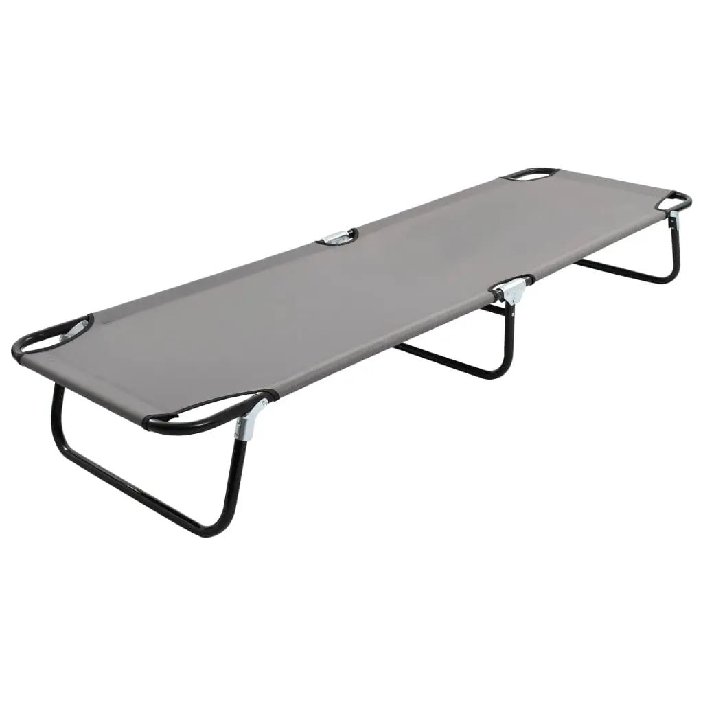 Folding Sun Lounger Grey Steel 47757 - Up to 65% off Outdoor Furniture