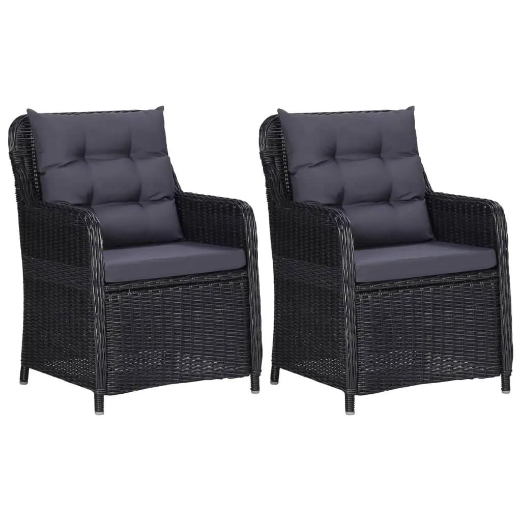 Garden Chairs 2 pcs with Cushions Poly Rattan Black 46548 - Furniture